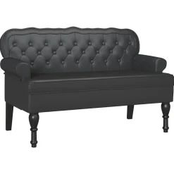 Bancs-vidaXL Banc Chesterfield 119,5 x 64,5 x 75 cm Cuir synthétique Noir