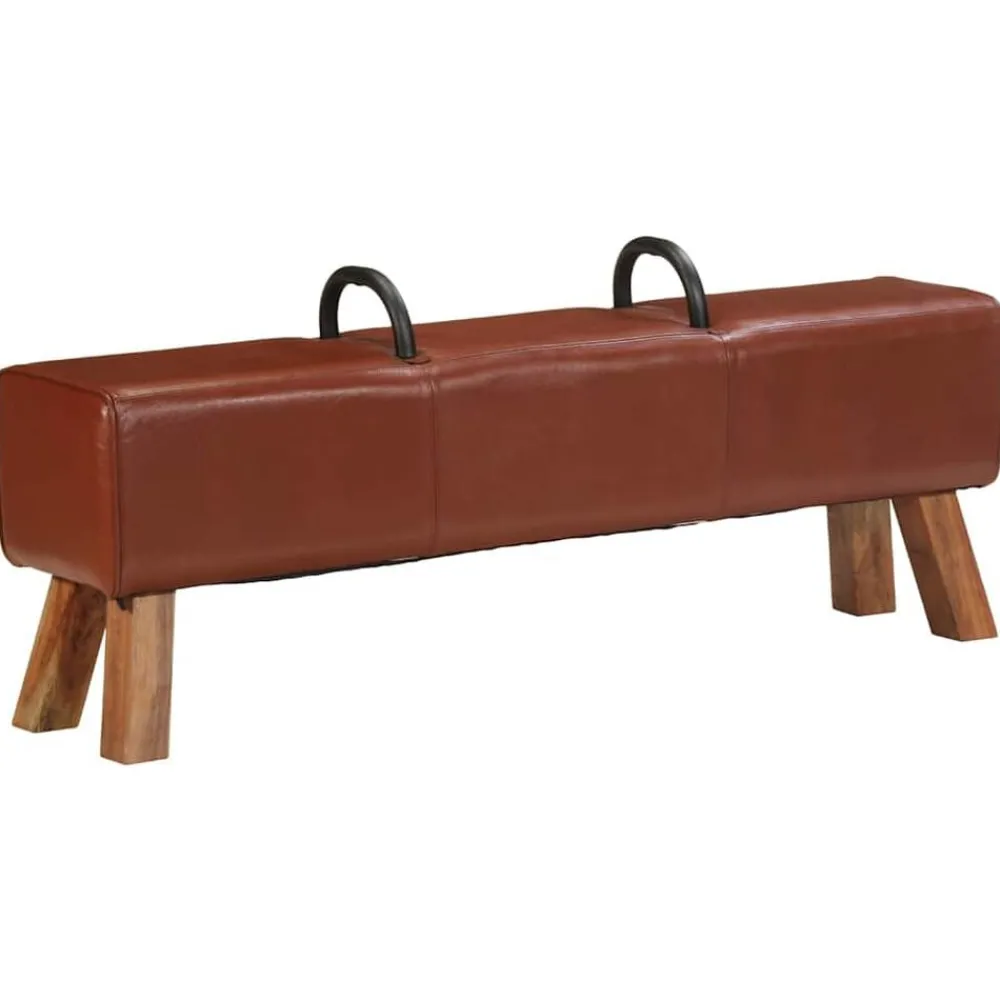 vidaXL Banc cheval d'arçon vintage Cuir véritable de chèvre
