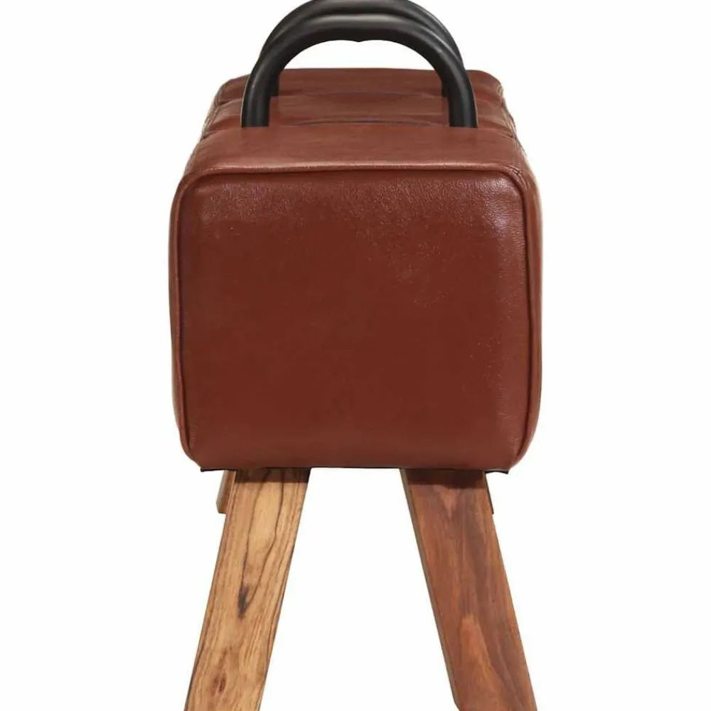 vidaXL Banc cheval d'arçon vintage Cuir véritable de chèvre