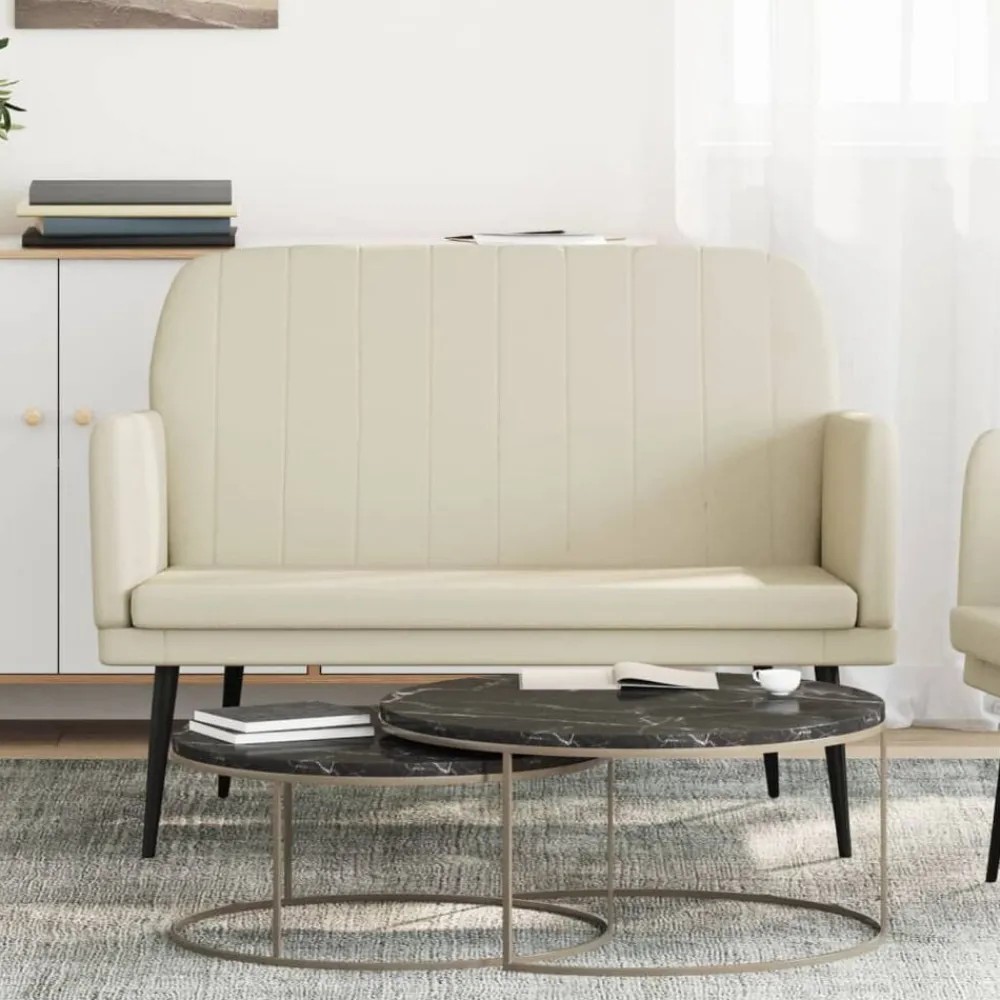 Bancs-vidaXL Banc Crème 107x80x81 cm Similicuir Crème