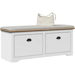 Bancs-vidaXL Banc de couloir BODO 114x40x45 cm Blanc et marron