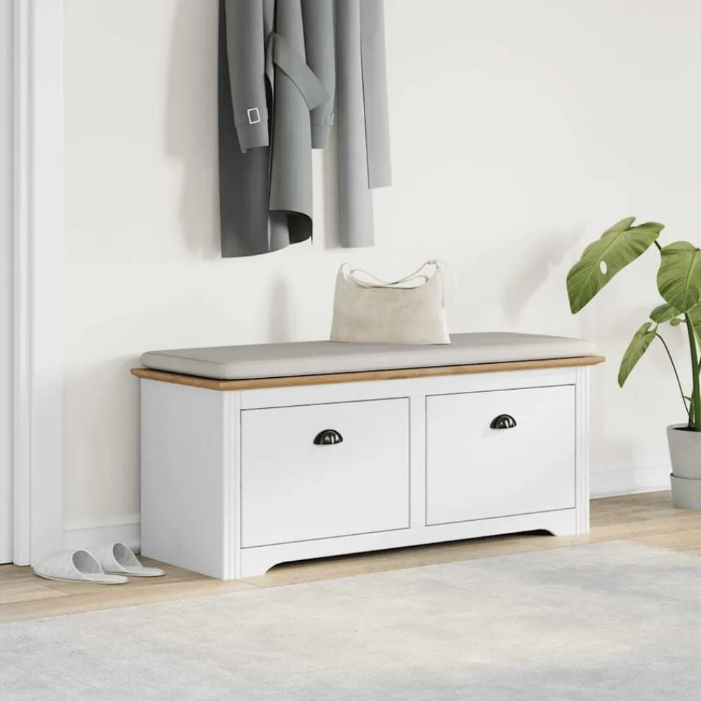 Bancs-vidaXL Banc de couloir BODO 114x40x45 cm Blanc et marron