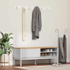 Bancs-vidaXL Banc de couloir FLORO 115 x 40 x 45 cm Bois de Pin Massif Blanc