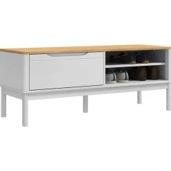 Bancs-vidaXL Banc de couloir FLORO 115 x 40 x 45 cm Bois de Pin Massif Blanc