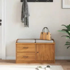 Bancs-vidaXL Banc de couloir SANDNES 87x40x50 cm bois de pin massif Finition acacia