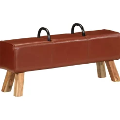 vidaXL Banc de gymnastique marron 110 cm cuir véritable
