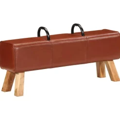vidaXL Banc de gymnastique marron 110 cm cuir véritable