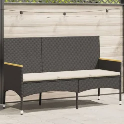 vidaXL Banc de jardin à 3 places avec coussins résine tressée