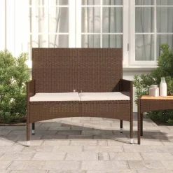 vidaXL Banc de jardin à 2 places avec coussins Résine tressée