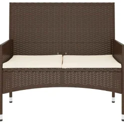 vidaXL Banc de jardin à 2 places avec coussins Résine tressée