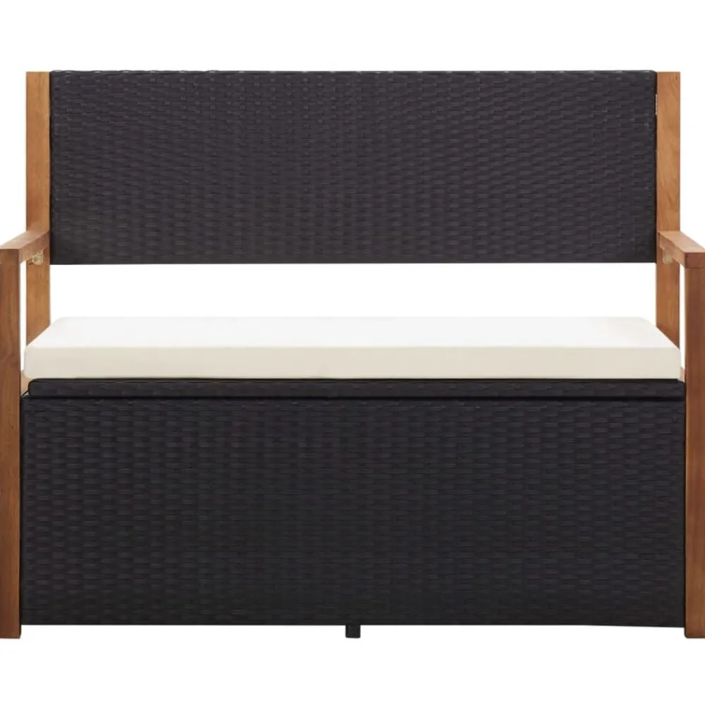 Mobilier De Jardin-vidaXL Banc de jardin 115 cm Résine tressée et bois d'acacia Noir