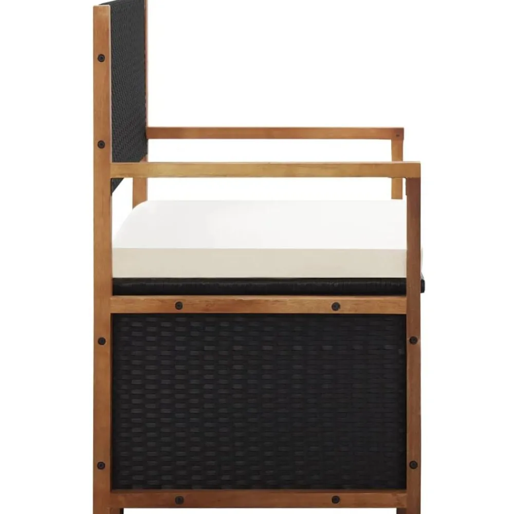 Mobilier De Jardin-vidaXL Banc de jardin 115 cm Résine tressée et bois d'acacia Noir