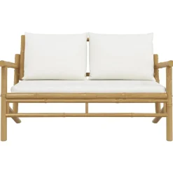 vidaXL Banc de jardin avec coussins blanc crème bambou