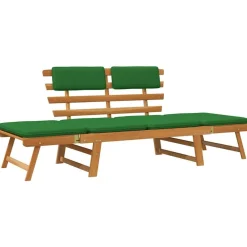 vidaXL Banc de jardin avec coussins 2-en-1 190 cm Bois solide d'acacia