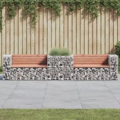 vidaXL Banc de jardin avec panier en gabion bois massif de douglas