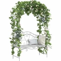 Mobilier De Jardin-vidaXL Banc de jardin antique 121 x 48 x 200 cm Acier Blanc