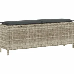 vidaXL Banc de jardin coussin gris clair 110x30x40,5 cm résine tressée