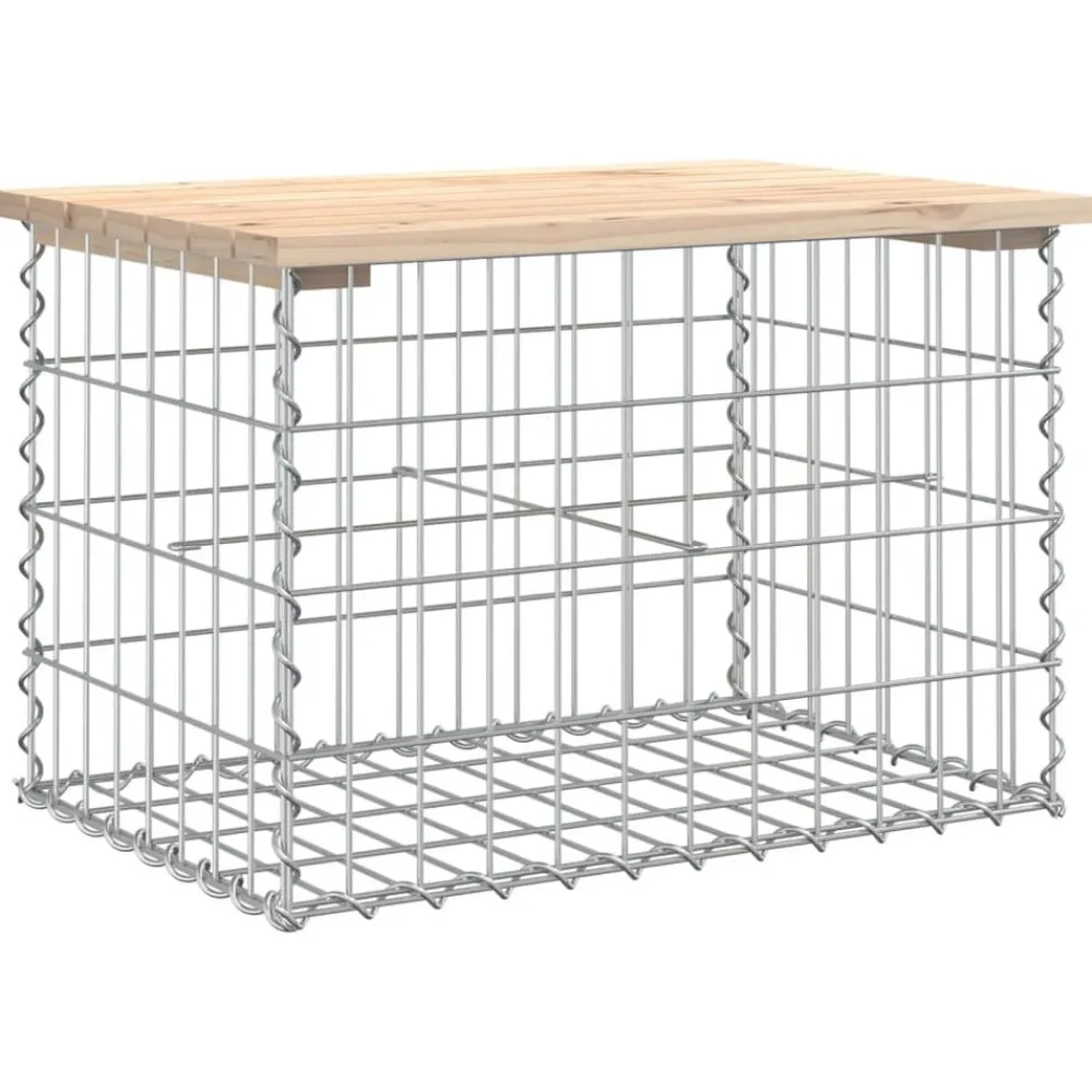vidaXL Banc de jardin design de gabion 63x44x42 cm bois massif de pin