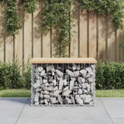 vidaXL Banc de jardin design de gabion 63x44x42 cm bois massif de pin