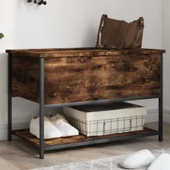Bancs-vidaXL Banc de rangement chêne fumé 70x42,5x47 cm bois d'ingénierie Ch&ecirc;ne fumé