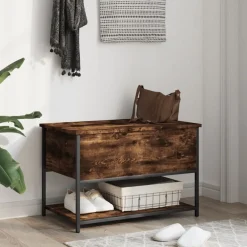 Bancs-vidaXL Banc de rangement chêne fumé 70x42,5x47 cm bois d'ingénierie Ch&ecirc;ne fumé