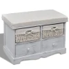 Bancs-vidaXL Banc de rangement Blanc 62x33x42 cm Bois de paulownia