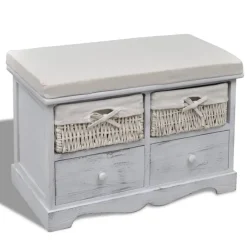 Bancs-vidaXL Banc de rangement Blanc 62x33x42 cm Bois de paulownia