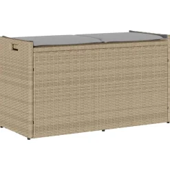 vidaXL Banc de rangement extérieur coussin beige 100 cm résine tressée