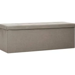 Bancs-vidaXL Banc de rangement pliable Faux lin Taupe