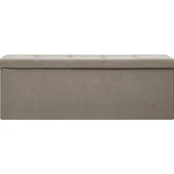 Bancs-vidaXL Banc de rangement pliable Faux lin Taupe