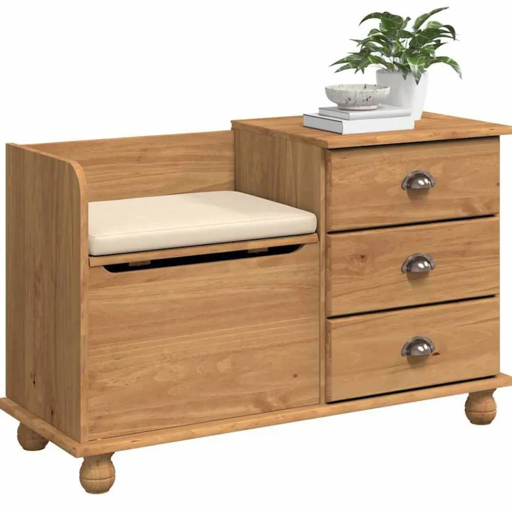Bancs-vidaXL Banc de rangement avec tiroir ASKIM 100 x 39 x 62 cm Marron