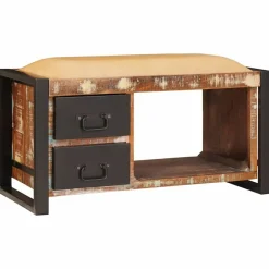 Bancs-vidaXL Banc de rangement Bois massif de récupération Multicolore