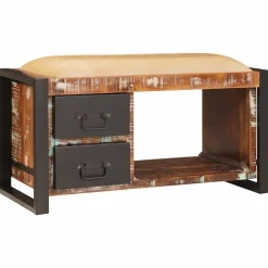 Bancs-vidaXL Banc de rangement Bois massif de récupération Multicolore