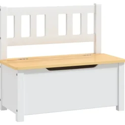 Mobilier Pour Bébés & Tout-Petits-vidaXL Banc de rangement pour enfants 60x30x55 cm MDF Blanc et beige