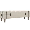 vidaXL Banc de rangement Bois massif et acier 111x34x37 cm
