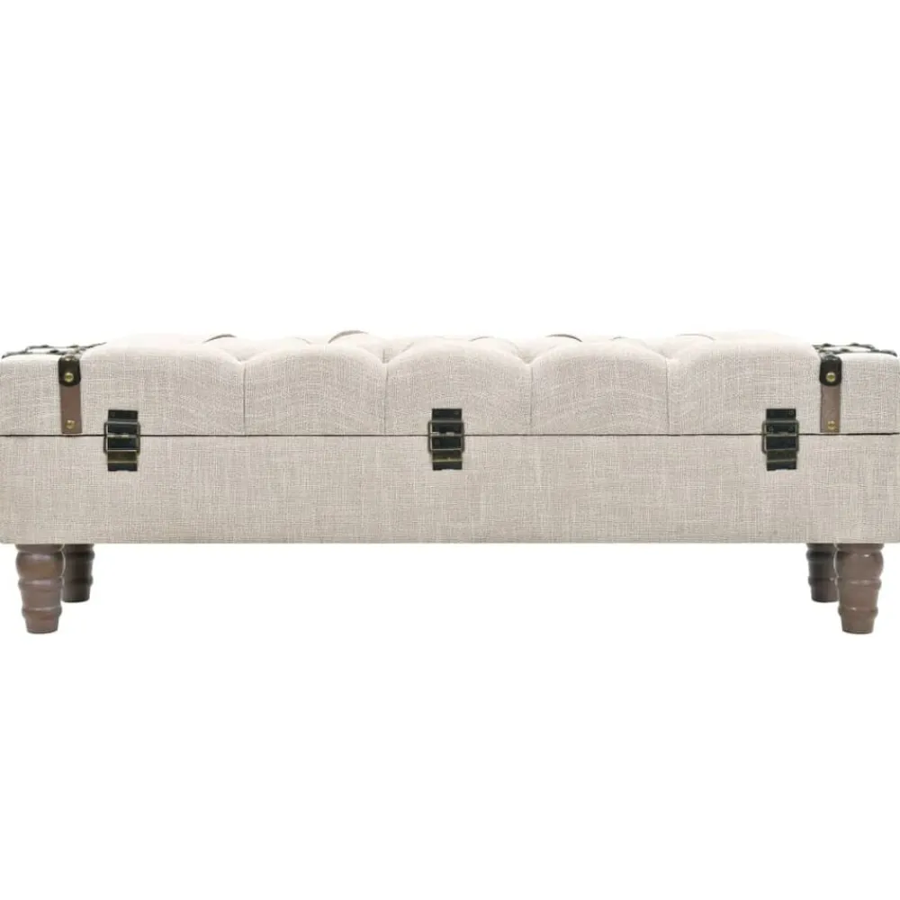 vidaXL Banc de rangement Bois massif et acier 111x34x37 cm
