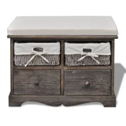 vidaXL Banc de rangement Marron 62x33x42 cm Bois de paulownia