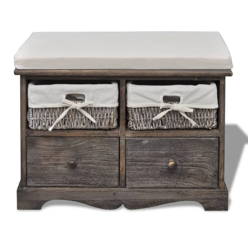 vidaXL Banc de rangement Marron 62x33x42 cm Bois de paulownia