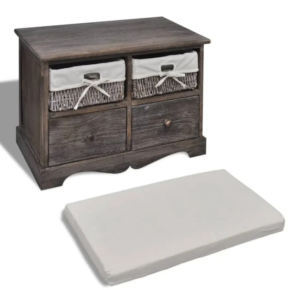 vidaXL Banc de rangement Marron 62x33x42 cm Bois de paulownia