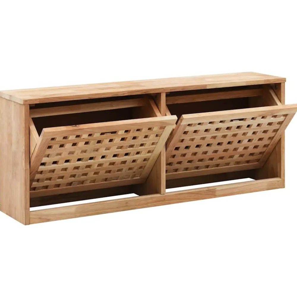 Produits Ménagers-vidaXL Banc de rangement de chaussures 94x20x38cm Bois massif de noyer
