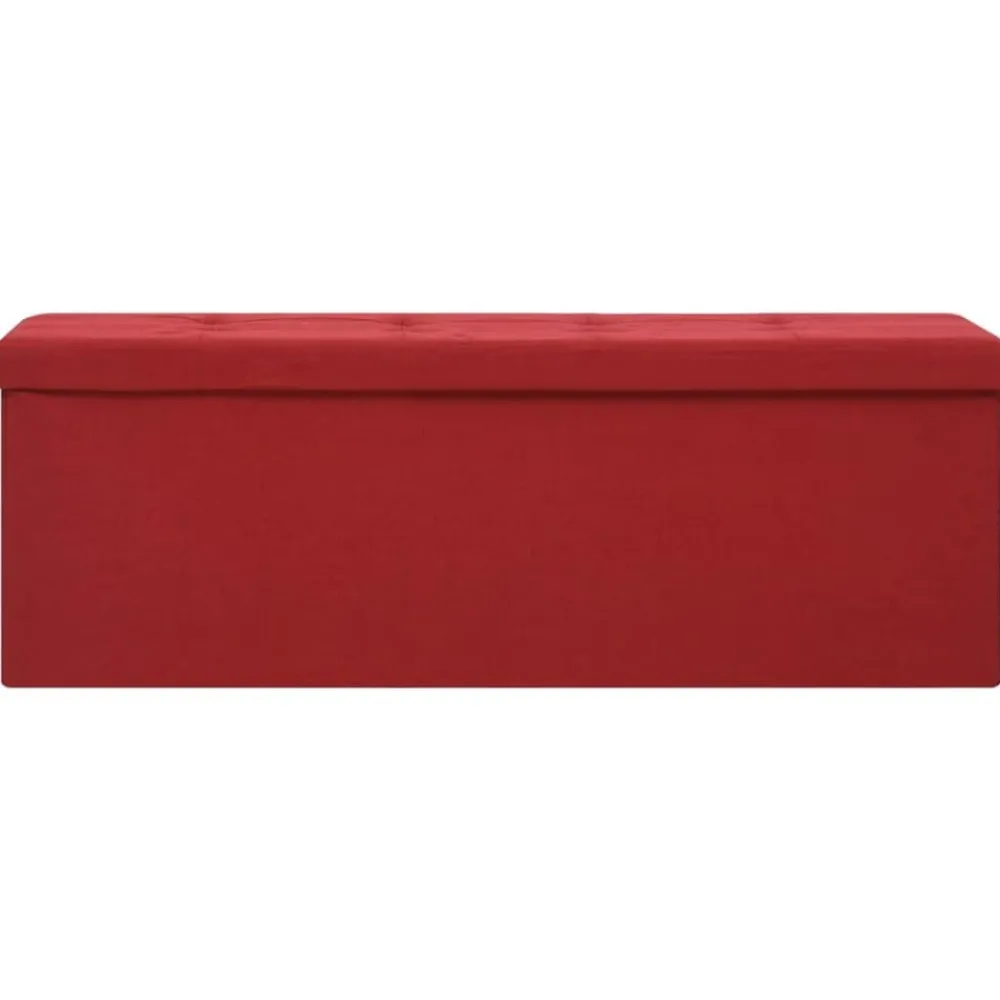 Bancs-vidaXL Banc de rangement pliable Faux lin Rouge bordeaux