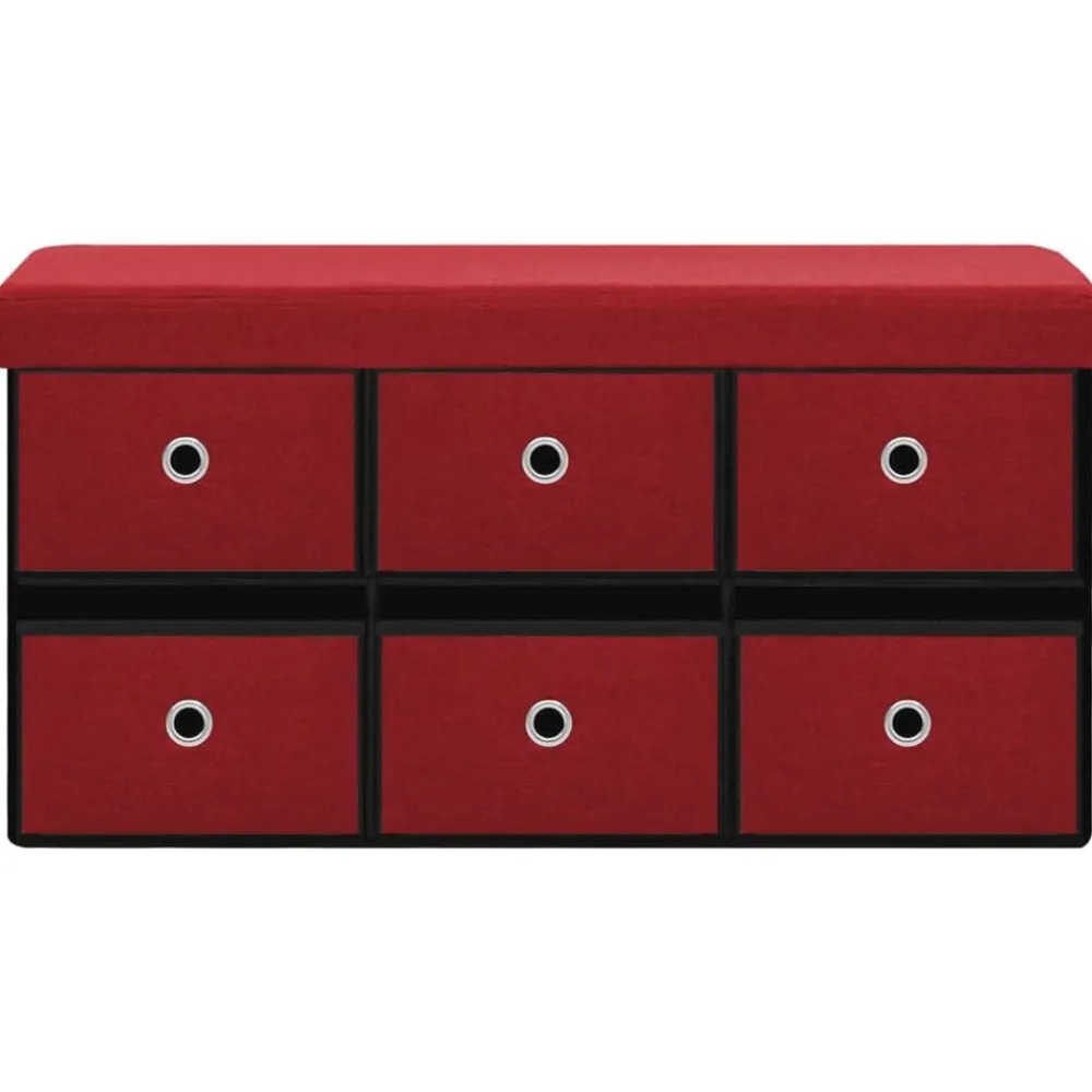 vidaXL Banc de rangement pliable Bordeaux 76x38x38 cm Faux lin