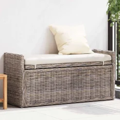 Bancs-vidaXL Banc de rangement avec coussin 110 x 40 x 50 cm Rotin Gris