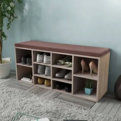 Bancs-vidaXL Banc de rangement à chaussures 10 compartiments Couleur chêne Marron