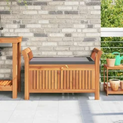 vidaXL Banc de rangement de jardin avec coussin 91 cm Bois d'acacia