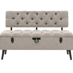 vidaXL Banc de rangement avec dossier 110 cm Crème Tissu