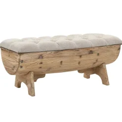 Bancs-vidaXL Banc de rangement Bois massif et tissu 103 x 51 x 44 cm