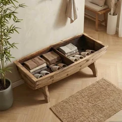 Bancs-vidaXL Banc de rangement Bois massif et tissu 103 x 51 x 44 cm