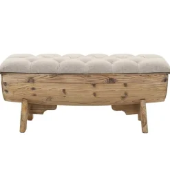 Bancs-vidaXL Banc de rangement Bois massif et tissu 103 x 51 x 44 cm