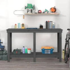 Accessoires De Quincaillerie-vidaXL Banc de travail 140x50x80 cm Bois de pin massif Gris